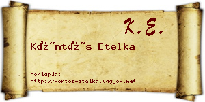 Köntös Etelka névjegykártya